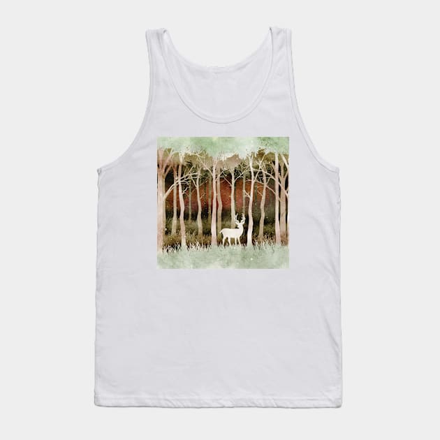 Deep in the forest // Negative Watercolour Painting Tank Top by creativebakergb